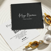BLACK Modern Elegant Minimal QR Code Professional Vierkante Visitekaartje