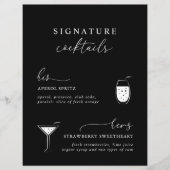Black Modern Elegant Signature Cocktails Sign (Voorkant)