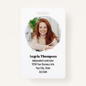 Black Modern Employee Photo QR Code Badge (Voorkant)