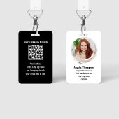 Black Modern Employee Photo QR Code Badge