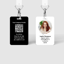 Black Modern Employee Photo QR Code Badge