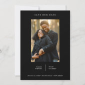 Black Modern Fancy minimalist Photo Couple Wedding Save The Date (Voorkant)