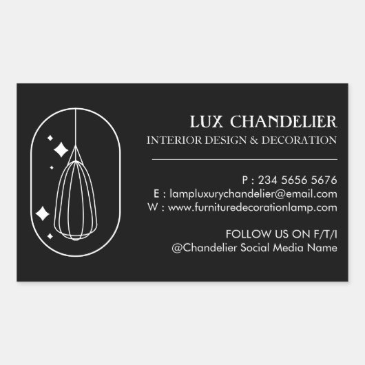 Black Modern Furniture Light Chandelier Lamp Rechthoekige Sticker (Voorkant)