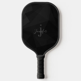 Black Modern Geometric Custom Name Initialen Pickleball Paddle