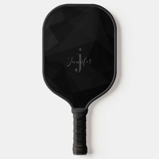Black Modern Geometric Custom Name Initialen Pickleball Paddle (Voorkant)