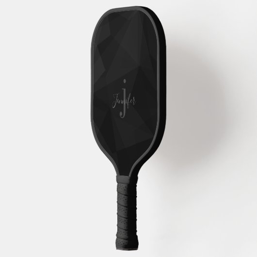 Black Modern Geometric Custom Name Initialen Pickleball Paddle (Links)