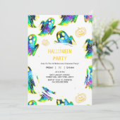 Black | Modern Glitter Pumpkin Ghost Halloween Kaart (Staand voorkant)