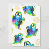 Black | Modern Glitter Pumpkin Ghost Halloween Kaart (Achterkant)