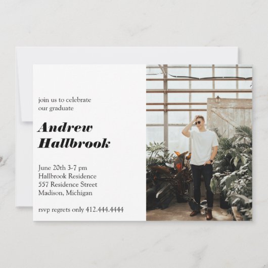 Black Modern Graduation Announcement Grad Party (Achterkant)