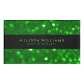 Black & Modern Green Bokeh Glitter Texture Naambadge (Voorkant)