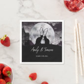 Black Modern Halloween Wedding Verloving Aangepast Servet (Insitu)