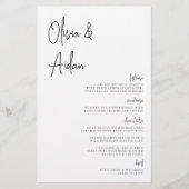 Black | Modern handgeschreven menu voor weduwschap (Voorkant)