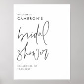 Black Modern Handwritten Script Bridal Shower Poster (Voorkant)