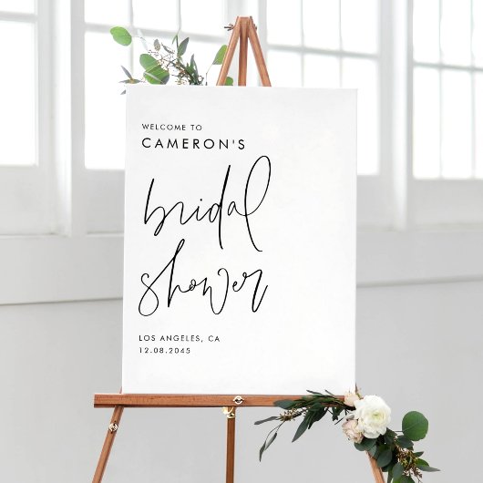 Black Modern Handwritten Script Bridal Shower Poster