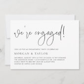 Black Modern Handwritten Script Engagement Party Kaart (Voorkant)