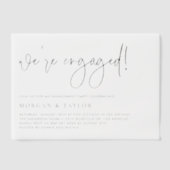Black Modern Handwritten Script Engagement Party Vellum Uitnodigingen (Voorkant)