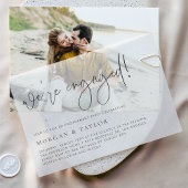 Black Modern Handwritten Script Engagement Party Vellum Uitnodigingen
