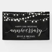 Black Modern Happy 50th Wedding Jubileum Banner (Horizontaal)