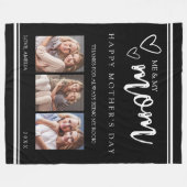 Black Modern Happy Mother's Day Photo Collage Fleece Deken (Voorkant (Horizontaal))