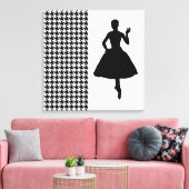 Black Modern Houndstooth met mode Silhouette Canvas Afdruk (Insitu (Woonkamer))
