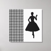 Black Modern Houndstooth met mode Silhouette Canvas Afdruk (Voorkant)