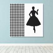 Black Modern Houndstooth met mode Silhouette Canvas Afdruk (Insitu (Houten vloer))