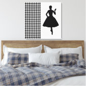 Black Modern Houndstooth met mode Silhouette Canvas Afdruk (Insitu (Slaapkamer))