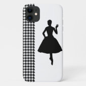 Black Modern Houndstooth met Mode Silhouette Case-Mate iPhone Case (Achterkant)