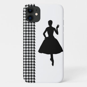 Black Modern Houndstooth met Mode Silhouette Case-Mate iPhone Case