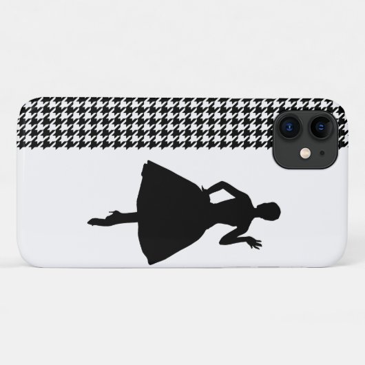 Black Modern Houndstooth met Mode Silhouette Case-Mate iPhone Case (Achterkant (horizontaal))