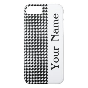 Black Modern Houndstooth met naam iPhone 8/7 Hoesje
