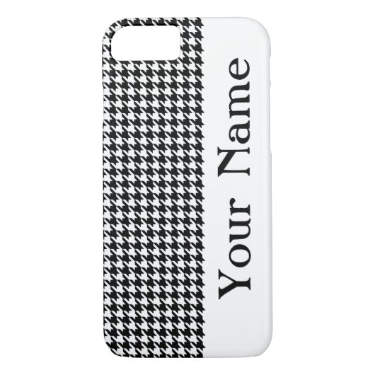 Black Modern Houndstooth met naam Case-Mate iPhone Case (Achterkant)
