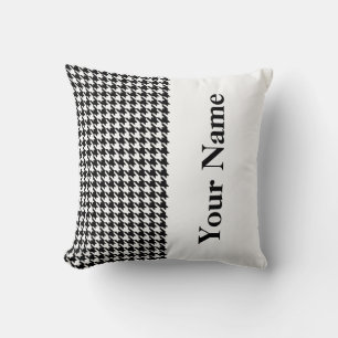 Black Modern Houndstooth met naam Kussen