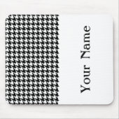 Black Modern Houndstooth met naam Muismat (Voorkant)
