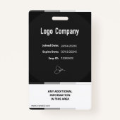 Black Modern ID Identification Card Photo Badge (Achterkant)
