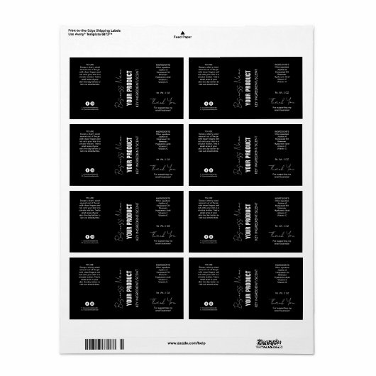 Black Modern Jar Labels (Full Sheet)