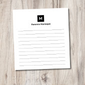 Black Modern Lined Chic Trendy Monogram  Notitieblok