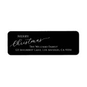 Black Modern Merry Christmas Return Address Etiket (Voorkant)