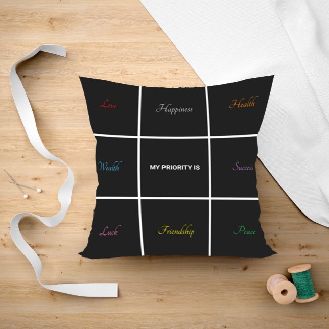 Black Modern Mijn prioriteit is Kussen (Creator heeft geüpload)