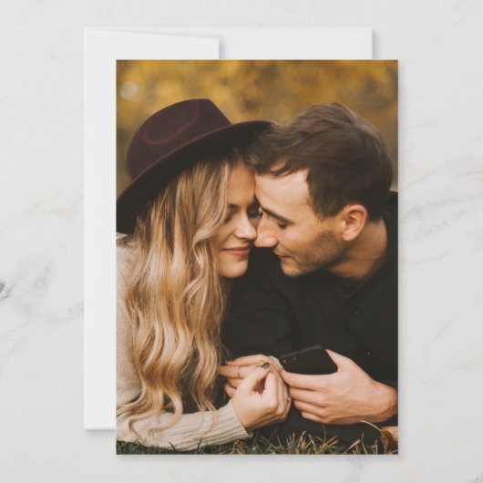 Black Modern Minimal Photo Wedding Kaart (Achterkant)