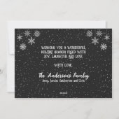 Black Modern Minimal Pine Trees Snow Joy Kerstmis Feestdagenkaart (Achterkant)