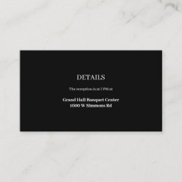 Black Modern Minimal Wedding Details Enclosure Informatiekaartje