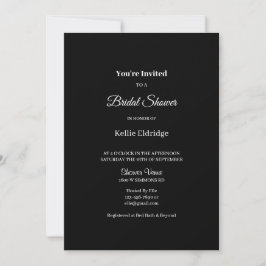 Black Modern Minimalist Bridal Shower-uitnodiging Kaart