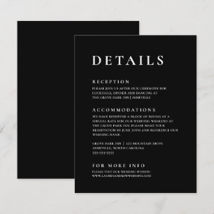 Black Modern Minimalist Elegant Informatiekaartje