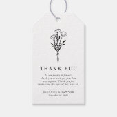Black Modern minimalist Floral Bouquet Wedding Cadeaulabel (Voorkant)