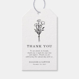 Black Modern minimalist Floral Bouquet Wedding Cadeaulabel