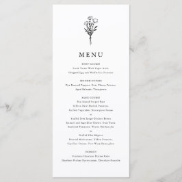 Black Modern minimalist Floral Bouquet Wedding Menu