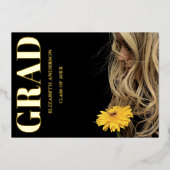 Black Modern Minimalist Graduation Announcement Folie Uitnodiging (Voorkant)