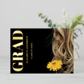 Black Modern Minimalist Graduation Announcement Folie Uitnodiging (Staand Voorkant)