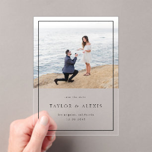 Black Modern Minimalist Lijst Foto Acryl Uitnodigingen